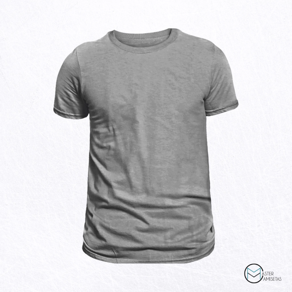 Camiseta Cinza Mescla, 100% Algodão, Fio 30.1 Penteado